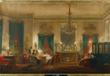 Il salone della principessa Matilde, figlia del re Gerolamo e della regina Caterina di Wuerttemberg, in rue de Courcelle a Parigi... (olio su tela)