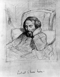Heinrich Heine (1797-1856), scrittore tedesco. Disegno di Charles Gleyre