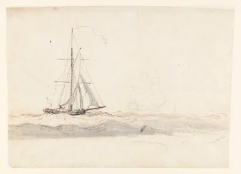 Un cutter al vento con una nave in lontananza