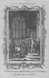 Carlo I che chiede i cinque membri alla Camera dei Comuni, 1773