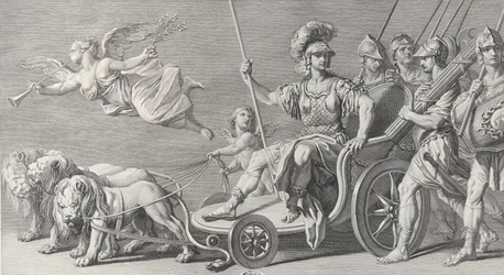 Marte su un carro trainato da tre leoni, 1749.