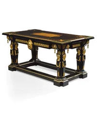 Tavolo di Napoleone III, progettato da Jean Brandely, intarsio di E. Varlot, Parigi, c.1850-75