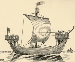Una nave del tempo di Edoardo I basata sul sigillo di Dover