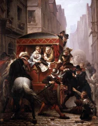 Assassinio del re di Francia Enrico IV da parte di Ravaillac nel 1610 a Parigi