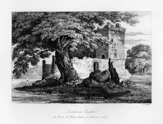 Castello di Lochleven, Scozia, la prigione di Maria, Regina di Scozia, 1840