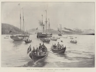 Ritorno della spedizione al Polo Nord del Dr. Nansen, arrivo a Tromso, Norvegia