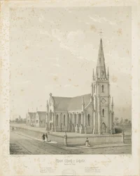 Burton-upon-Trent - Chiesa di Cristo e scuole: incisione, nd [1789-1850]