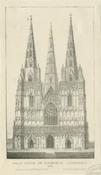 Cattedrale di Lichfield - Facciata Ovest: incisione