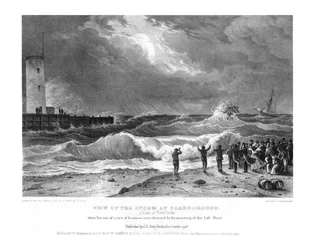 Vista della tempesta a Scarborough il 17 febbraio 1836