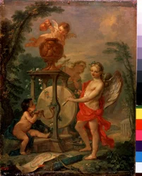 Cupido che affila una freccia