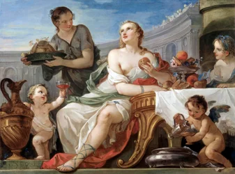 "Il banchetto di Psiche" Quadro di Charles Joseph Natoire (Charles-Joseph Natoire)