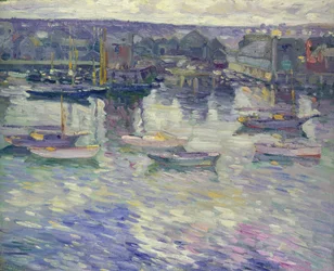 Barche ormeggiate, 1919 circa (olio su tela)