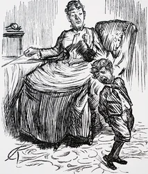 Una madre che punisce il suo bambino cattivo