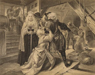 Arresto di Alice Lisle per aver dato rifugio a fuggitivi della battaglia di Sedgemoor, 1685, 1886