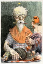 Eugene Henri Brisson (1835-1912), avvocato, giornalista e politico francese - Caricatura di Charles Leandre (1862-1934) in "Le Rire" 1902