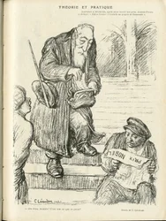 Illustrazione di Charles Leandre in Le Rire, 31/12/21 - Teoria e pratica - Premio Nobel - Lenin, Anatole France