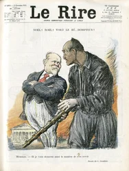 Illustrazione di Charles Leandre (1862-1934) per la copertina di Le Rire, 23/12/22 - Natale - Presidente della Repubblica - Poincare Raymond, Mussolini Benito, Tamer