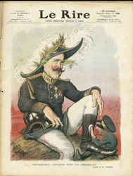 Illustrazione di Charles Leandre per la copertina di Le Rire, 27/09/13 - Feldmaresciallo Costantino - Germania Prussia, elmo con punta, esercito, Grecia - Ferdinando di Bulgaria, Costantino I - Lustrascarpe