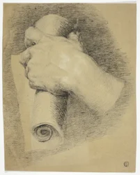 Mano che tiene un rotolo di carta