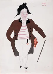 Costume per il personaggio di Bartolo da Il barbiere di Siviglia di Gioacchino Rossini, bozzetto di Charles Martin (1884-1934)