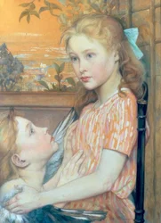 Giovane ragazza con angelo custode