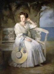 Ritratto di una signora con un vestito blu