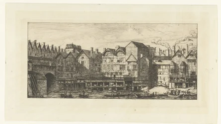 Facciate posteriori di case con pellicciai sulla Senna vicino a Pont-au-Change a Parigi