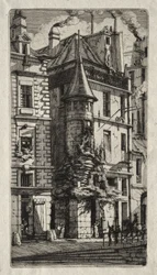 Incisioni di Parigi: casa con torretta, Via dei Tessitori
