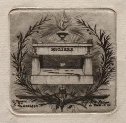 Incisioni di Parigi: tomba di Molière nel cimitero di Père Lachaise, 1854