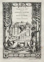 Frontespizio per un catalogo delle incisioni di Thomas de Leu, 1866