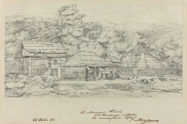 Granai indigeni e abitazioni ad Akaroa, penisola di Banks