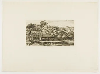 Granai e capanne dei nativi ad Akaroa, penisola di Banks, 1845