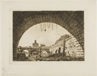 Pont-Neuf e la Samaritaine Visti da Sotto il Primo Arco del Pont-au-Change, Parigi