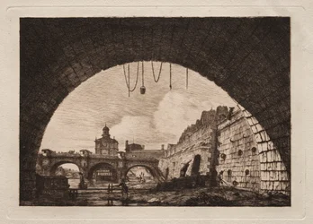 Il nuovo ponte e la Samaritaine visti sotto il primo arco..., 1855