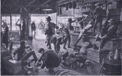 Boeri che saccheggiano un negozio nella proprietà del fiume Grange, illustrazione da After Pretoria: The Guerilla War, 1902