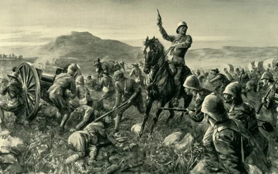 Lord Methuen che raduna le sue forze spezzate a Tweebosch, 1902