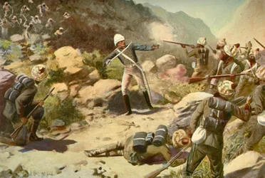 Roberts che raduna i pionieri a Umbeyla, 1901