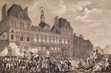 Robespierre, Saint-Just, Couthon e Hanriot che si rifugiano nell