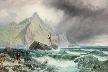 Naufragio di una fregata sulla costa meridionale della Spagna