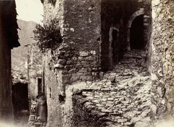Una strada a Sainte-Agnès vicino a Roquebrune, c. 1865