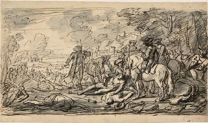 La cavalleria che sorveglia i feriti