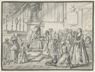 Scena ecclesiastica con venerazione della croce il Venerdì Santo