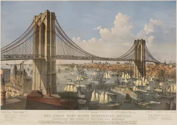 Il grande ponte sospeso del fiume East: Collegamento tra le città di New York e Brooklyn