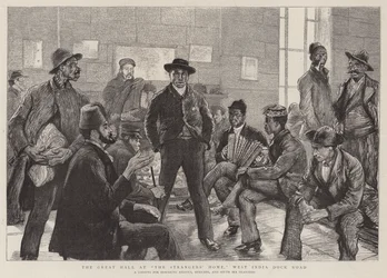 La grande sala alla Casa degli Stranieri, West India Dock Road