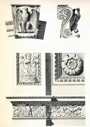 Decorazione con aquile, rosette e foglie di acanto per l