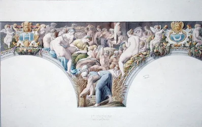 Ms 1014 Fregio dalla sala da ballo a Fontainebleau, tavola da un album