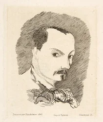 Autoritratto di Charles Baudelaire, pub. 1869 (acquaforte)