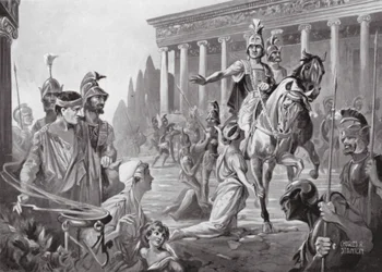Alessandro al sacco di Tebe, 335 a.C. (litografia)