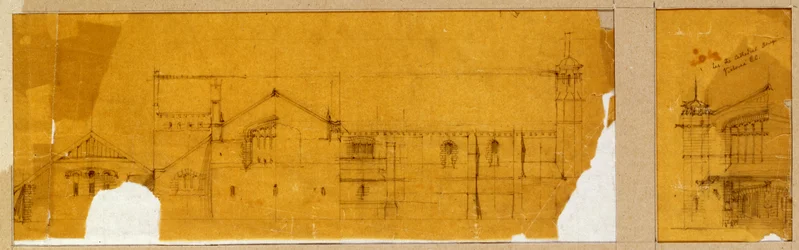 Progetto per la facciata di una chiesa mostrata in elevazione, e un progetto sussidiario per l