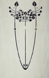 Riproduzione moderna da stencil originale di Mackintosh per decorazione murale, motivo albero, 1902